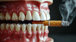 喫煙による影響で歯茎が黒くなるイメージ